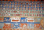 Ladakh - Alchi monastery, mural paintimgs of the cortyard of the main temple entrance